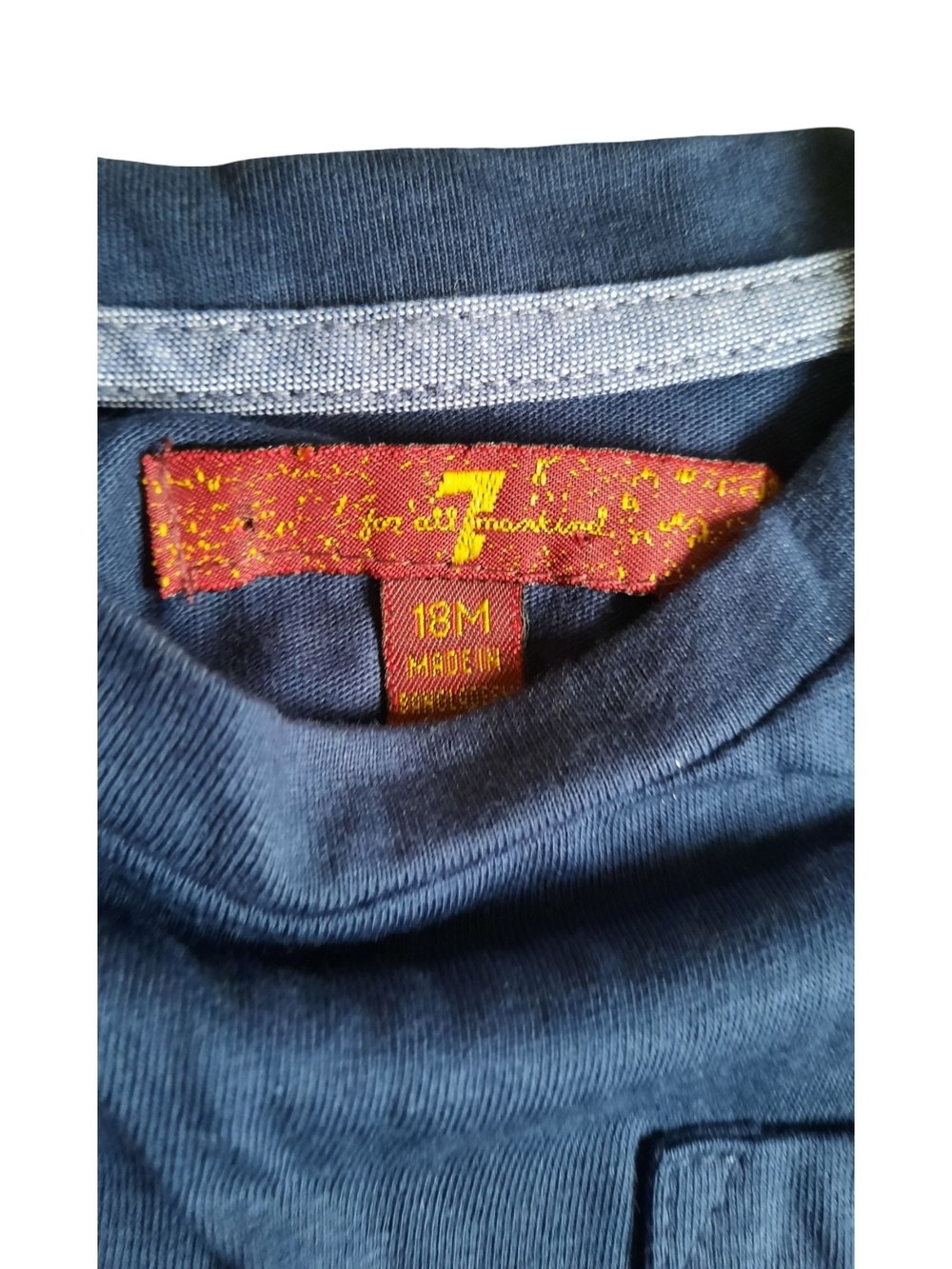 7 For All Mankind Navy Long-Sleeve Pocket Tee with Leather Patch - Picture 2 of 2
